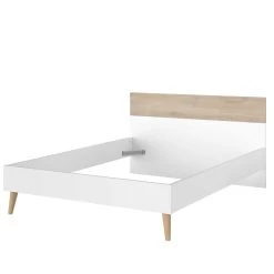 Tweepersoonsbed Hardy 160x200 - Wit/eik -Collectie Slaapkamermeubels 3500 L140 D 7343