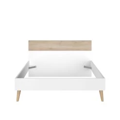 Tweepersoonsbed Hardy 140x200 - Wit/eik -Collectie Slaapkamermeubels 3500 L140 F 7909