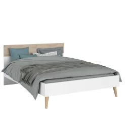 Tweepersoonsbed Hardy 140x200 - Wit/eik -Collectie Slaapkamermeubels 3500 L140 STYLE COUETTE C 58b5
