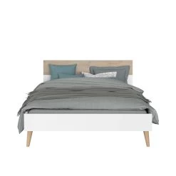 Tweepersoonsbed Hardy 160x200 - Wit/eik -Collectie Slaapkamermeubels 3500 L140 STYLE COUETTE F 8629