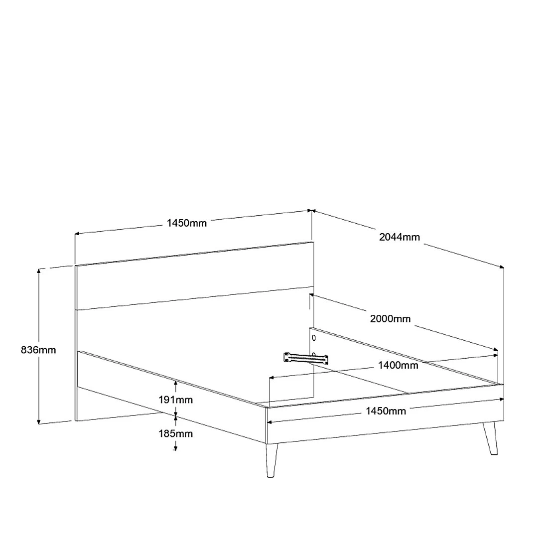 Tweepersoonsbed Hardy 140x200 - Zwart/eik 4 Tweepersoonsbed Hardy 140x200 - Zwart/eik - Afbeelding 2