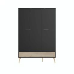 Kledingkast Hardy 135cm Met 3 Deuren - Zwart/eik 28 Kledingkast Hardy 135cm Met 3 Deuren - Zwart/eik -Collectie Slaapkamermeubels 3501 AR3P F 9e24