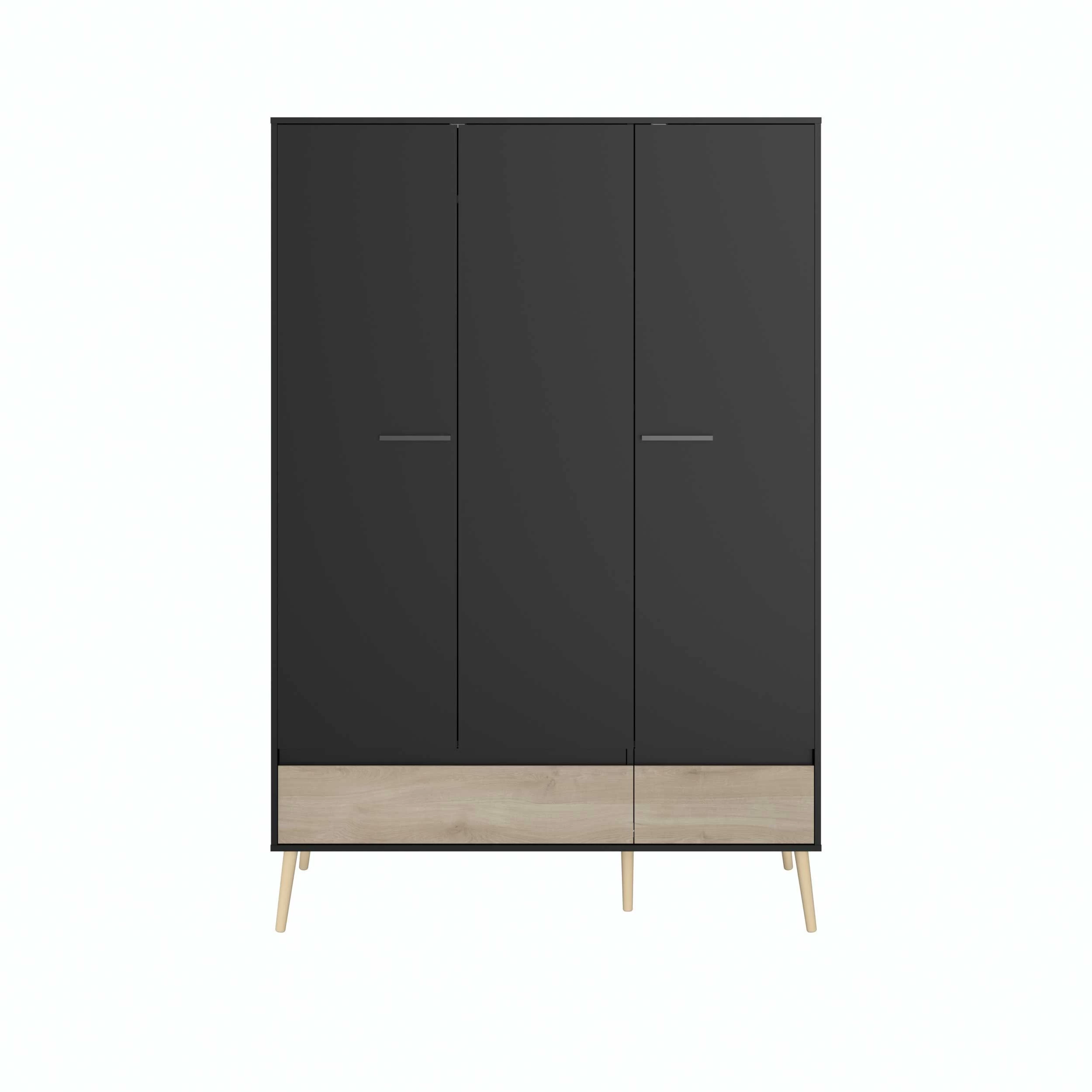 Kledingkast Hardy 135cm Met 3 Deuren - Zwart/eik 15 Kledingkast Hardy 135cm Met 3 Deuren - Zwart/eik - Afbeelding 13