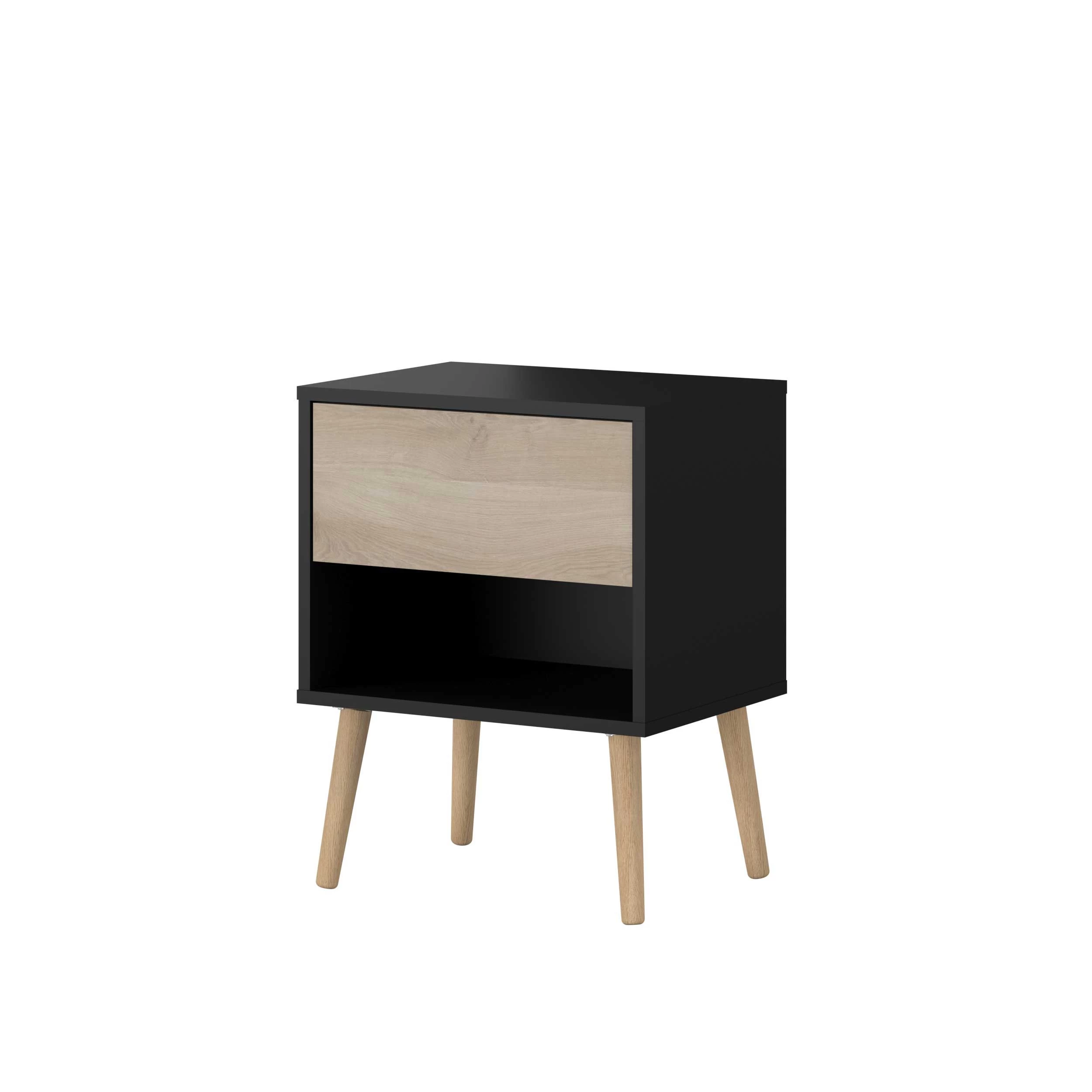 Nachtkastje Hardy 44cm 1 Lade - Zwart/eik 7 Nachtkastje Hardy 44cm 1 Lade - Zwart/eik - Afbeelding 5