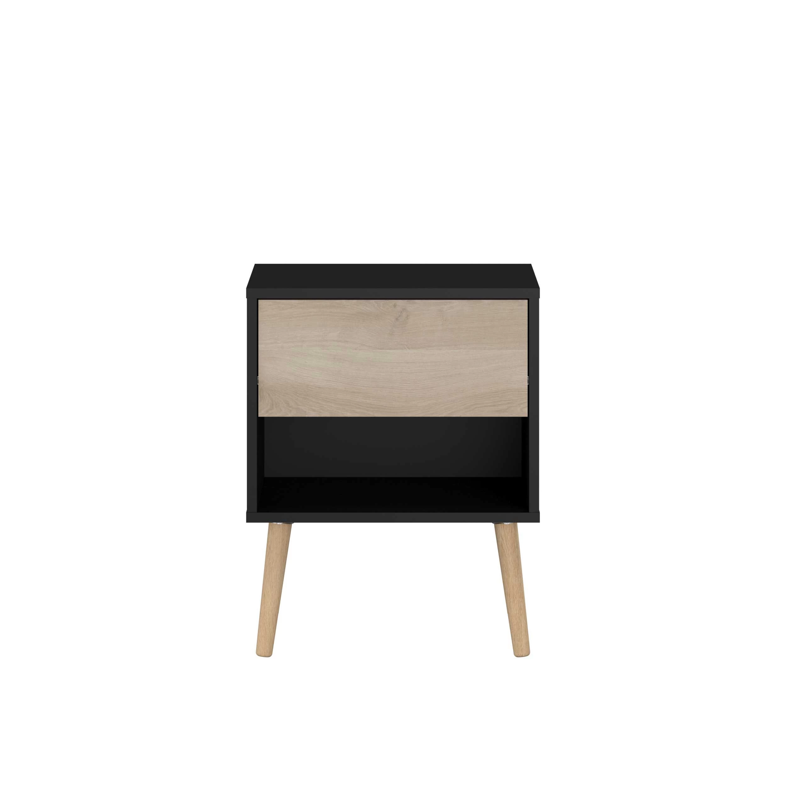 Nachtkastje Hardy 44cm 1 Lade - Zwart/eik 10 Nachtkastje Hardy 44cm 1 Lade - Zwart/eik - Afbeelding 8