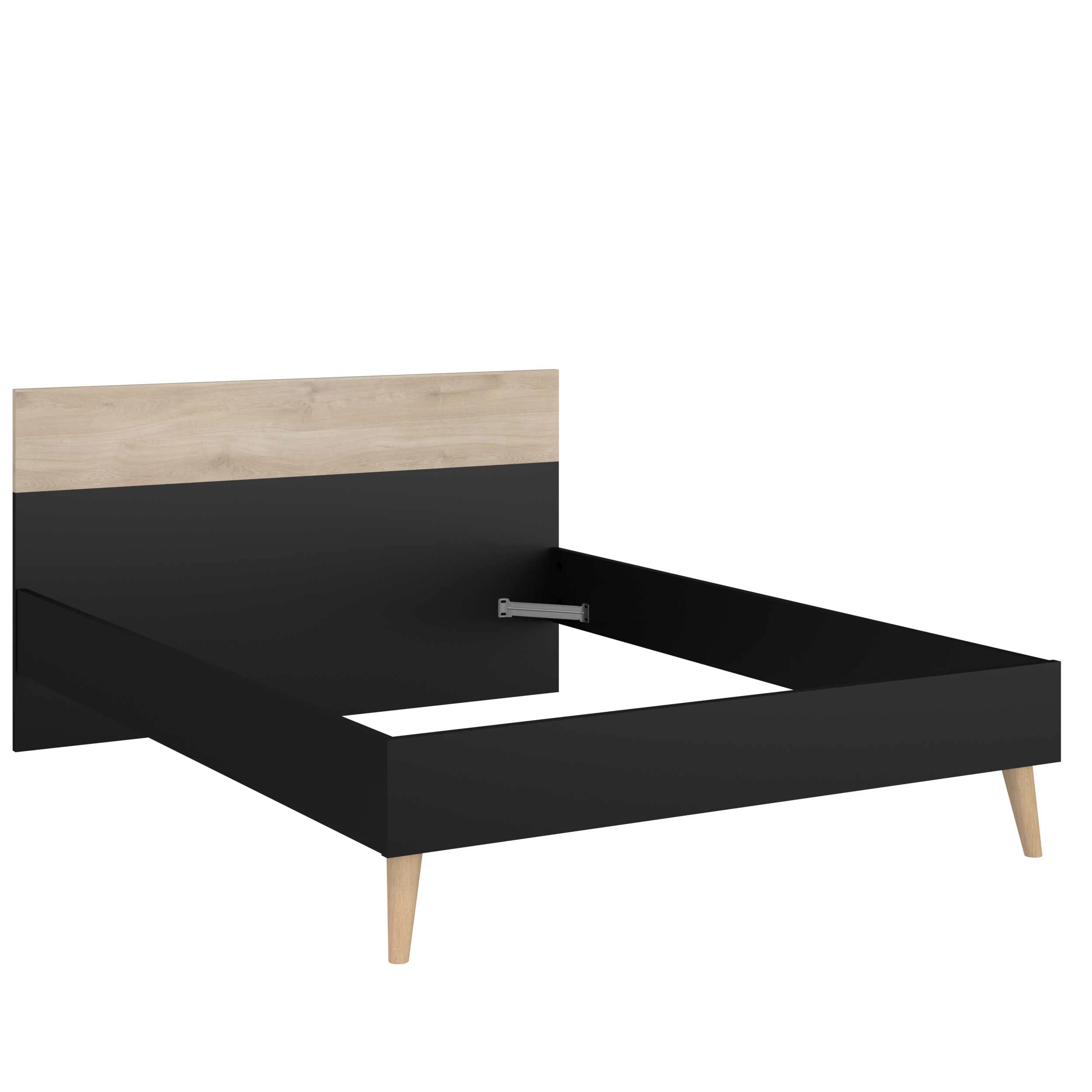 Tweepersoonsbed Hardy 140x200 - Zwart/eik 8 Tweepersoonsbed Hardy 140x200 - Zwart/eik - Afbeelding 6