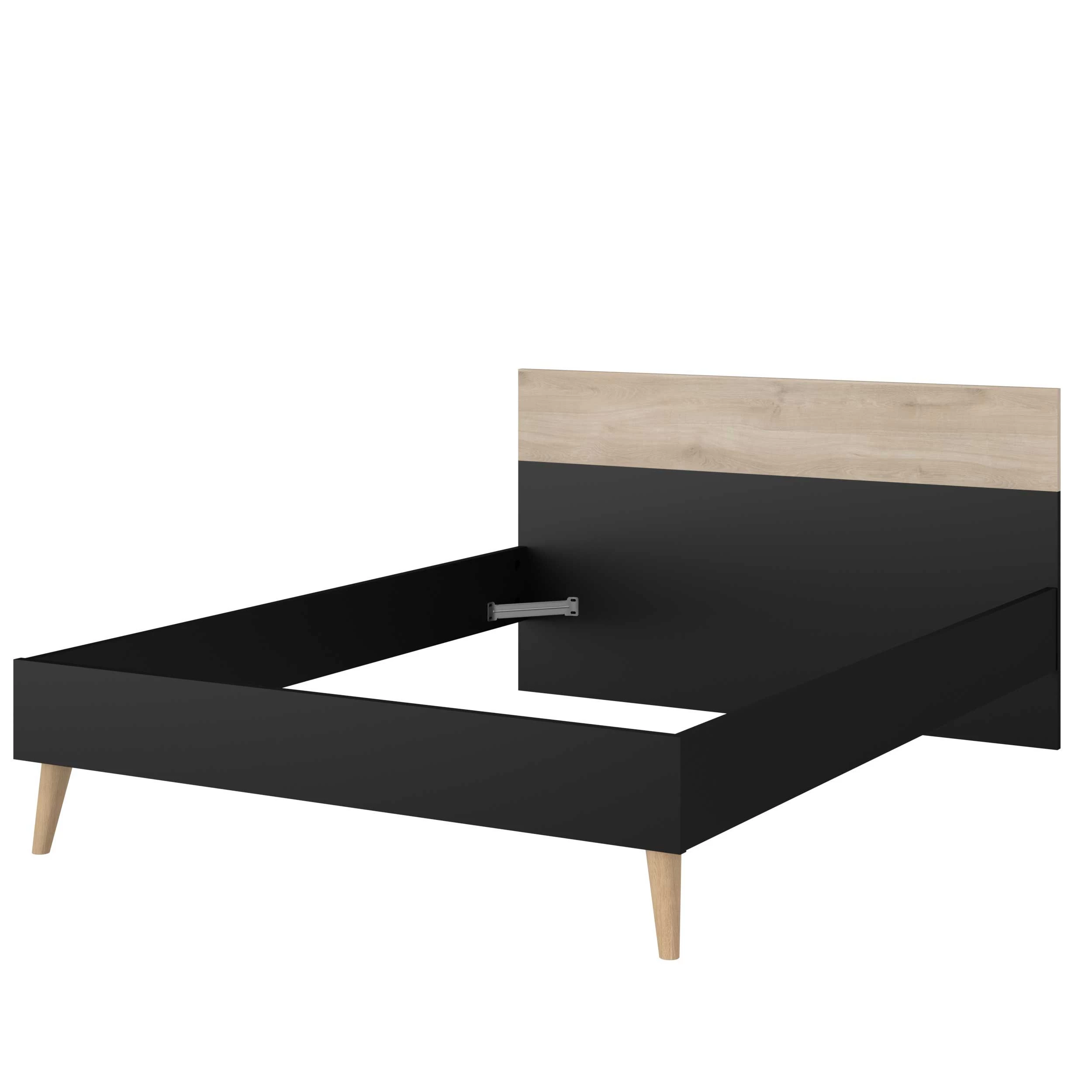Tweepersoonsbed Hardy 140x200 - Zwart/eik 6 Tweepersoonsbed Hardy 140x200 - Zwart/eik - Afbeelding 4