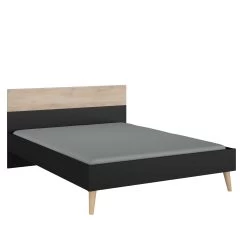 Tweepersoonsbed Hardy 160x200 - Zwart/eik -Collectie Slaapkamermeubels 3501 L140 STYLE MATELAS C d309