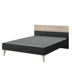 Tweepersoonsbed Hardy 160x200 - Zwart/eik -Collectie Slaapkamermeubels 3501 L140 STYLE MATELAS D 8b07