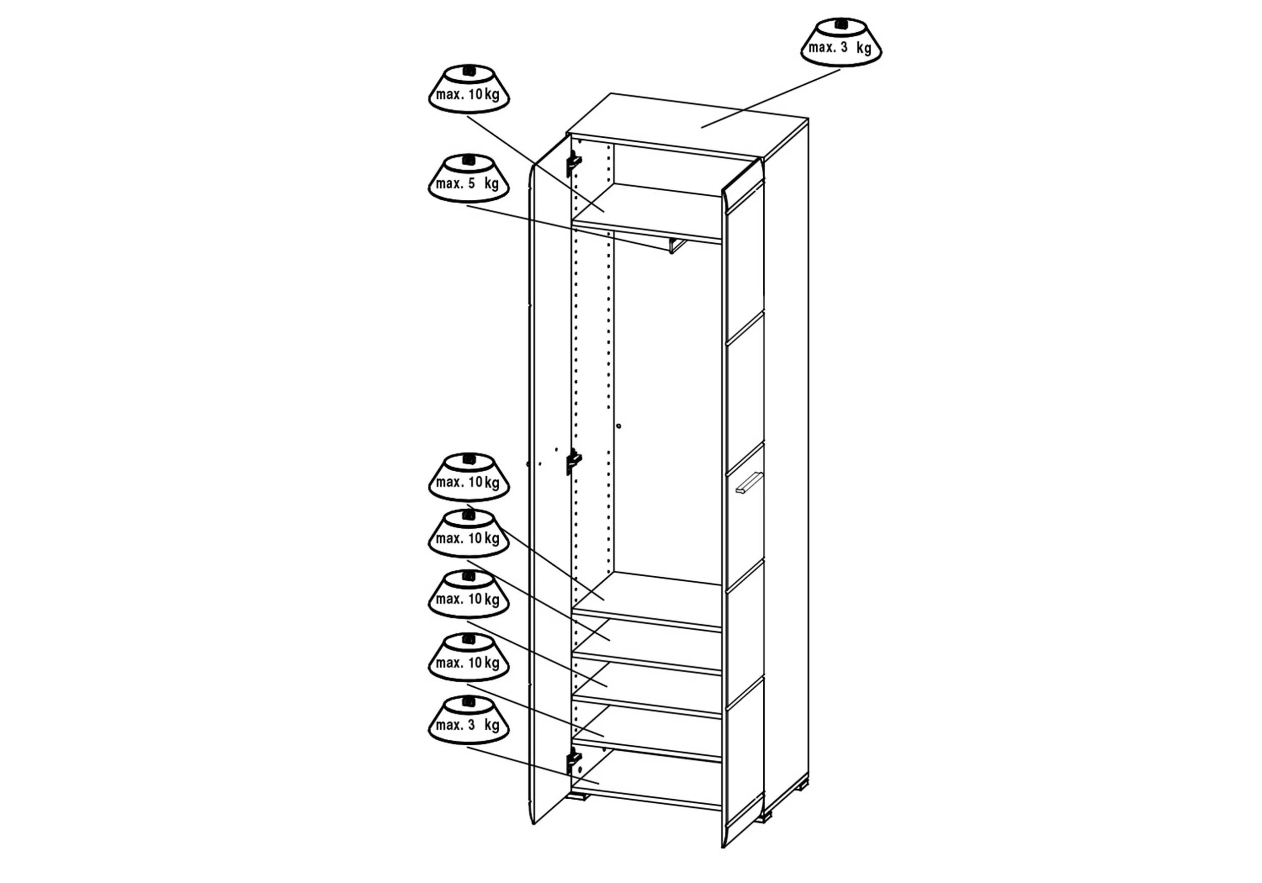 Garderobe Allan 59cm Met 2 Deuren - Wit 10 Garderobe Allan 59cm Met 2 Deuren - Wit - Afbeelding 8