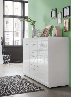 Dressoir Allan 144cm Met 2 Deuren & 3 Lades - Wit -Collectie Slaapkamermeubels 3580 84 pe dek a 55ab