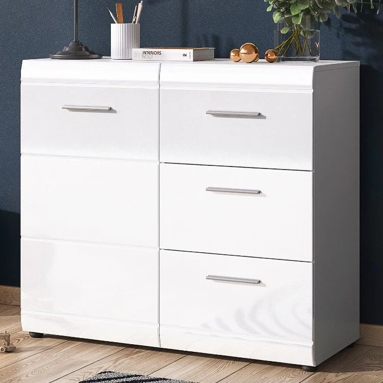 Commode Allan 96cm Met 3 Lades & 1 Deur - Wit 3 Commode Allan 96cm Met 3 Lades & 1 Deur - Wit