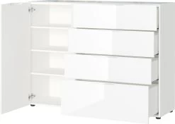 Dressoir Dudek 134cm Met 4 Lades & 1 Deur - Wit -Collectie Slaapkamermeubels 3697 84 pe open a cut 9c61