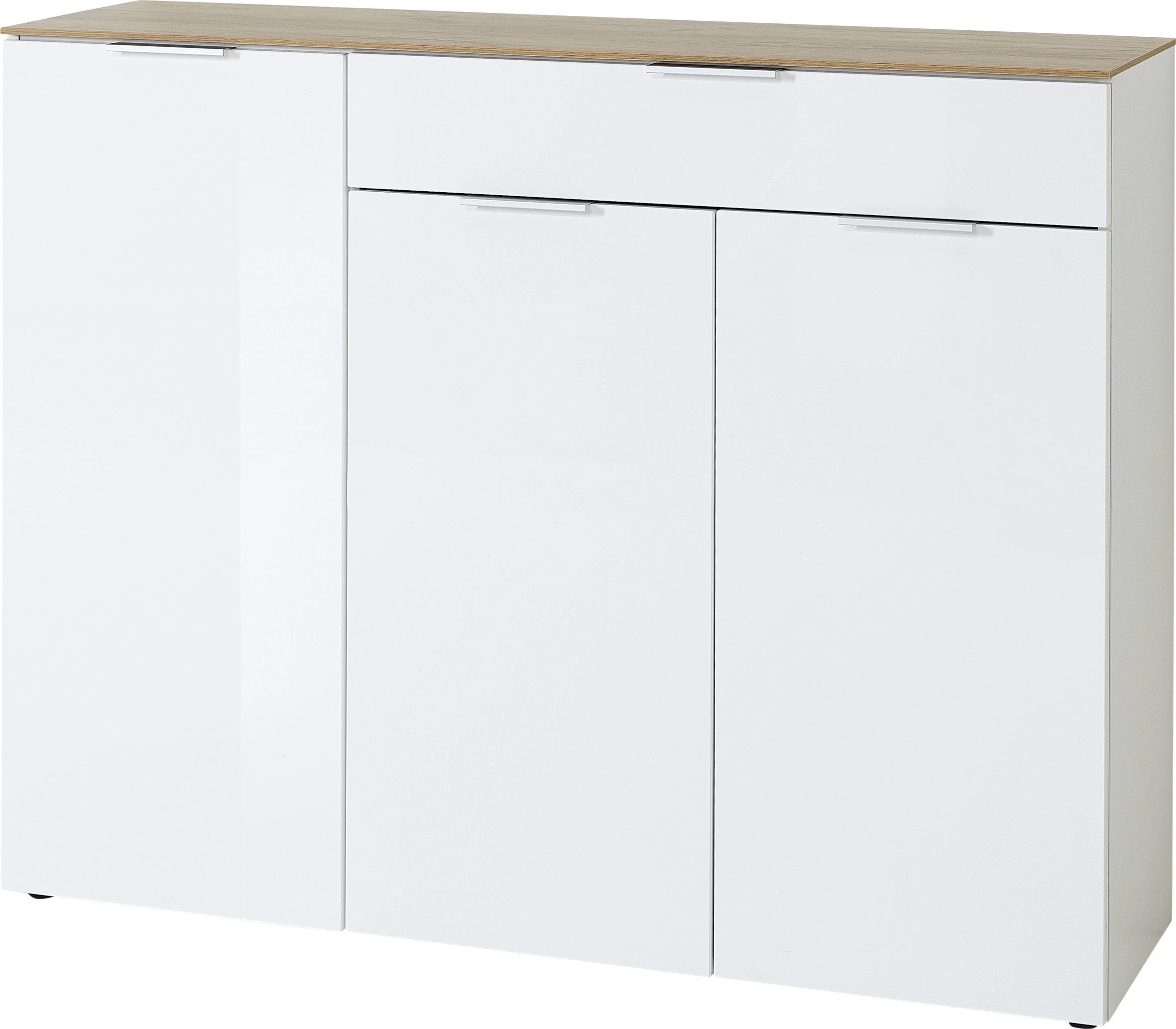 Dressoir Ceras 134cm Met 3 Deuren & 1 Lade - Wit/eik 6 Dressoir Ceras 134cm Met 3 Deuren & 1 Lade - Wit/eik - Afbeelding 4