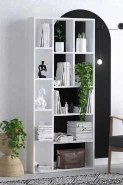 Boekenplank Emerald | 100% Melamine | Wit | 75x170x18 Cm -Collectie Slaapkamermeubels 393MRD1264 20 202 3cbc