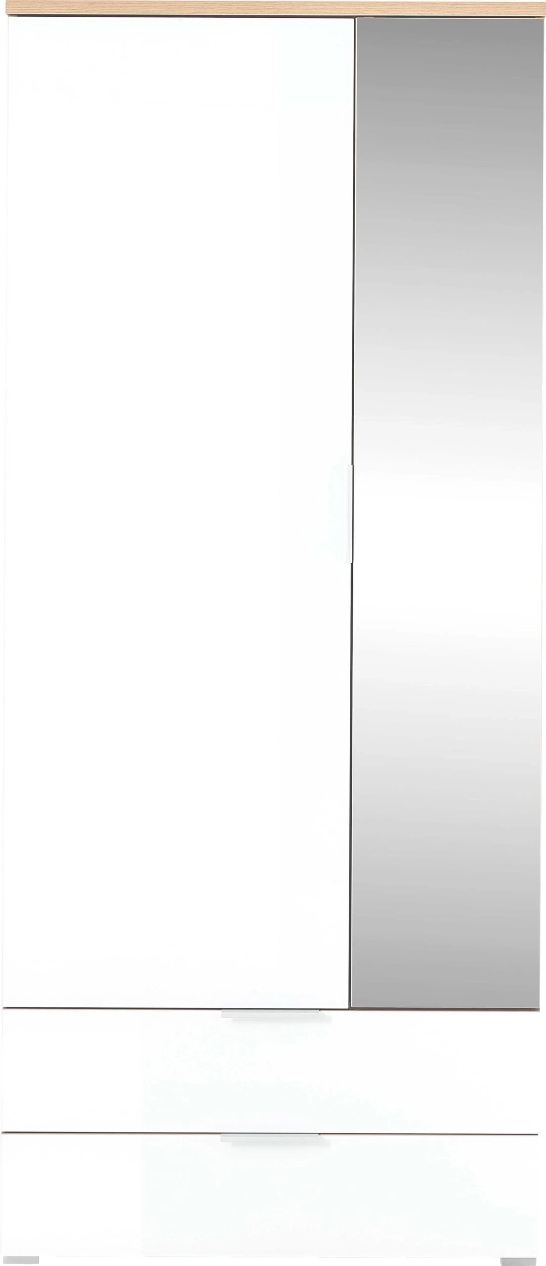 Garderobekast Tille 84cm Met 2 Deuren & 2 Lades - Wit/eik 6 Garderobekast Tille 84cm Met 2 Deuren & 2 Lades - Wit/eik - Afbeelding 4