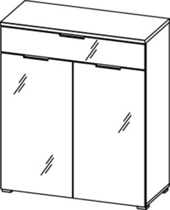 Commode Tille 89cm Met 2 Deuren & 1 Lade - Wit/eik -Collectie Slaapkamermeubels 3981 st 3e5b