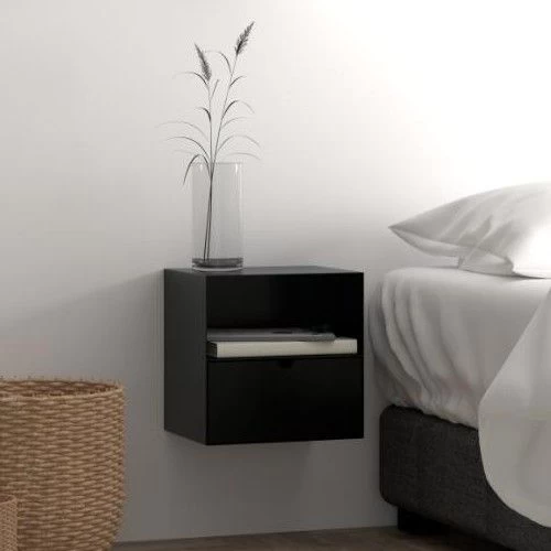 Zwevend Nachtkastje Jolie 1 Lade - Zwart 3 Zwevend Nachtkastje Jolie 1 Lade - Zwart