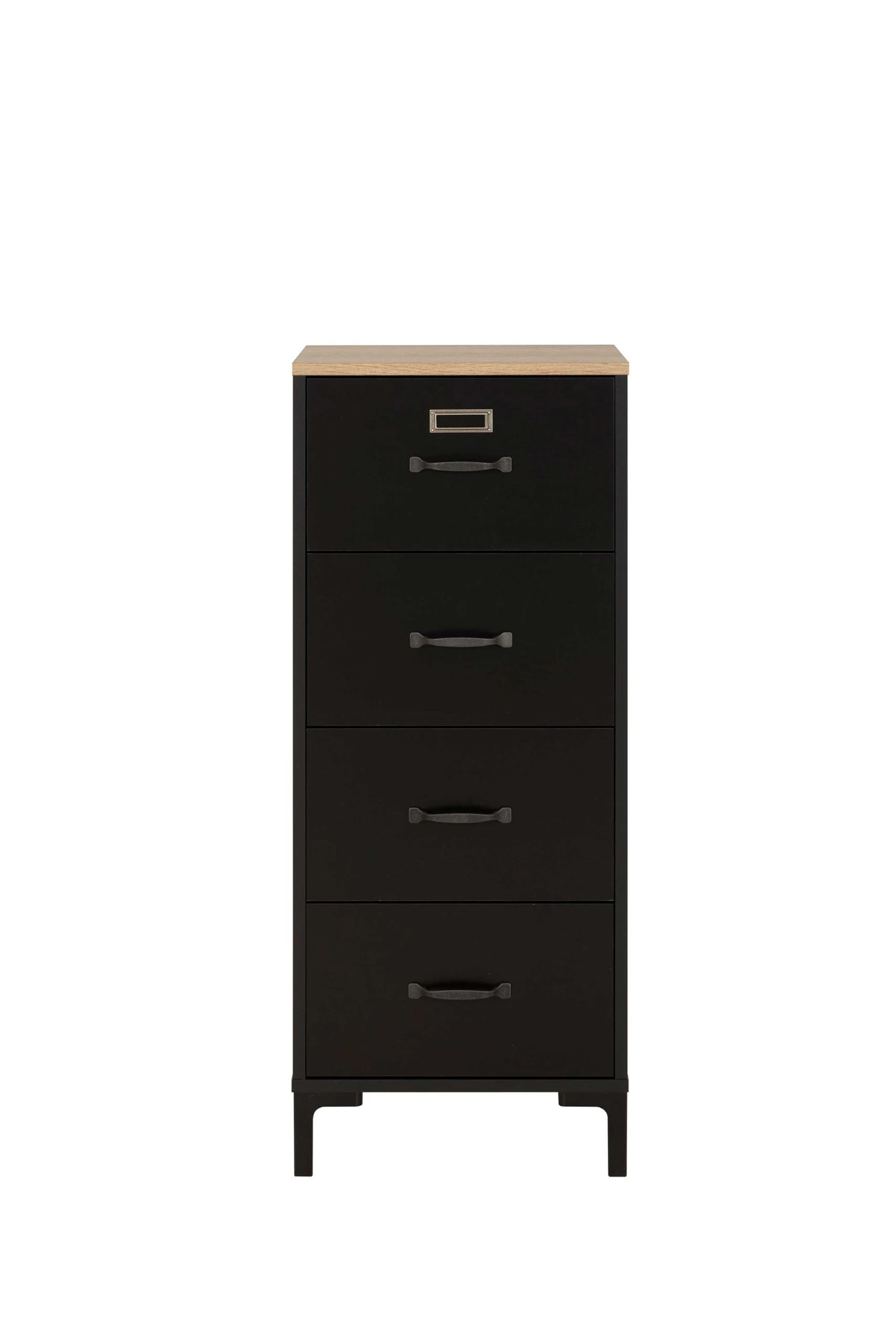 Ladekast Manno 4 Lades - Zwart/Helvezia Eik 6 Ladekast Manno 4 Lades - Zwart/Helvezia Eik - Afbeelding 4