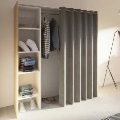 Kledingkast Spike 123/160cm Met Gordijn - Eik/taupe