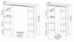 Kledingkast Spike 112/185cm Met Gordijn - Wit/taupe -Collectie Slaapkamermeubels 4021X2191R00 Tom 2 Columns white and taupe curtain 6 425c