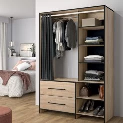 Kledingkast Jungo 122cm 2 Lades - Eik/zwart