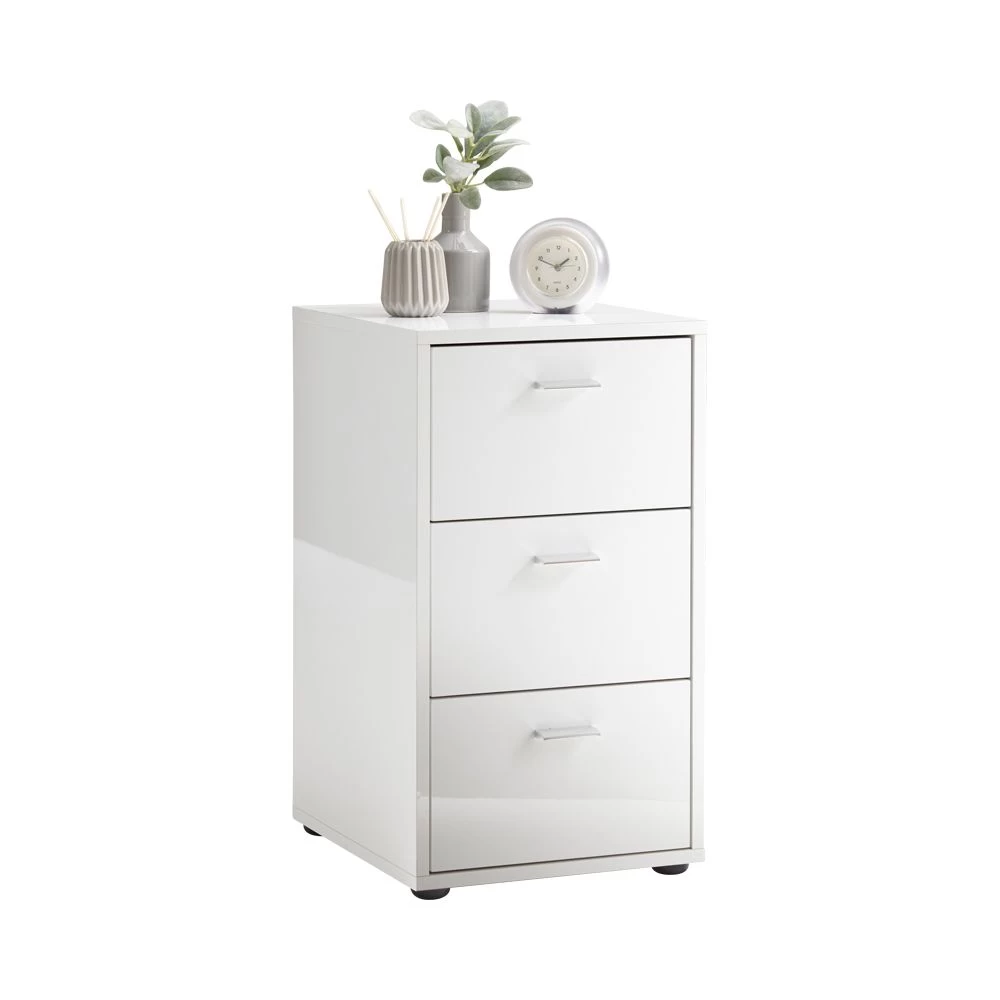 FMD Nachtkastje Valerie 3 Laden - Hoogglans Wit 6 FMD Nachtkastje Valerie 3 Laden - Hoogglans Wit - Afbeelding 4