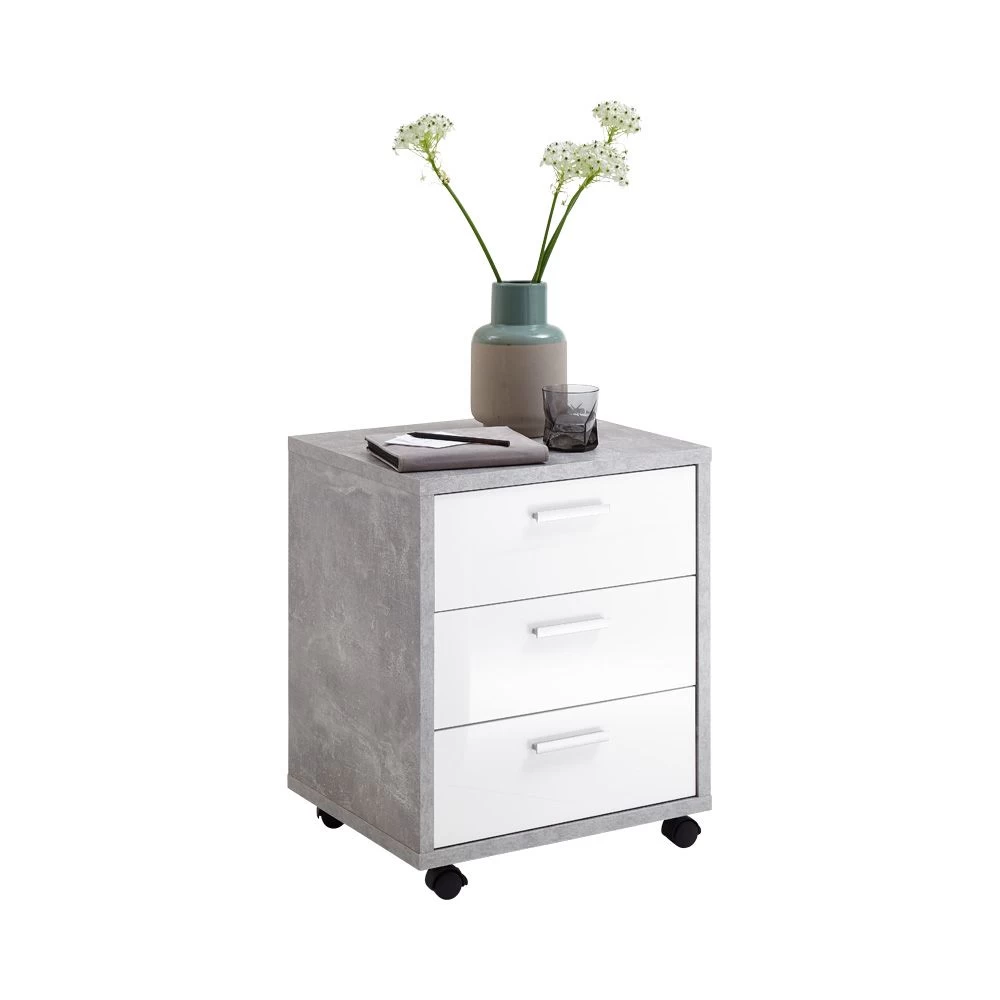 FMD Ladeblok Brick - Beton/hoogglans Wit 13 FMD Ladeblok Brick - Beton/hoogglans Wit - Afbeelding 11