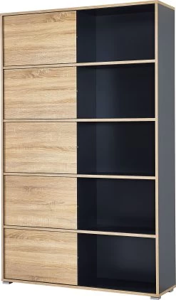Boeken- & Opbergkast Tyson - Antraciet/eik -Collectie Slaapkamermeubels 4037 161 pe dek a1 cut e80a