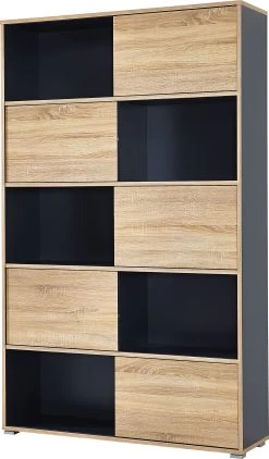 Boeken- & Opbergkast Tyson - Antraciet/eik -Collectie Slaapkamermeubels 4037 161 pe dek b3 cut ca3c