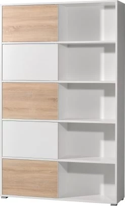 Boeken- & Opbergkast Tyson - Wit/eik -Collectie Slaapkamermeubels 4037 176 pe a3 cut 0ca6