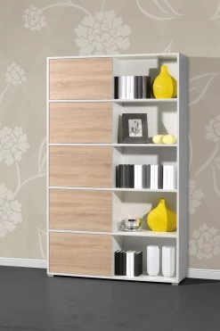 Boeken- & Opbergkast Tyson - Wit/eik -Collectie Slaapkamermeubels 4037 176 pe dek a1 f2a7