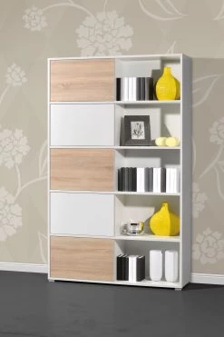 Boeken- & Opbergkast Tyson - Wit/eik -Collectie Slaapkamermeubels 4037 176 pe dek a3 43d8