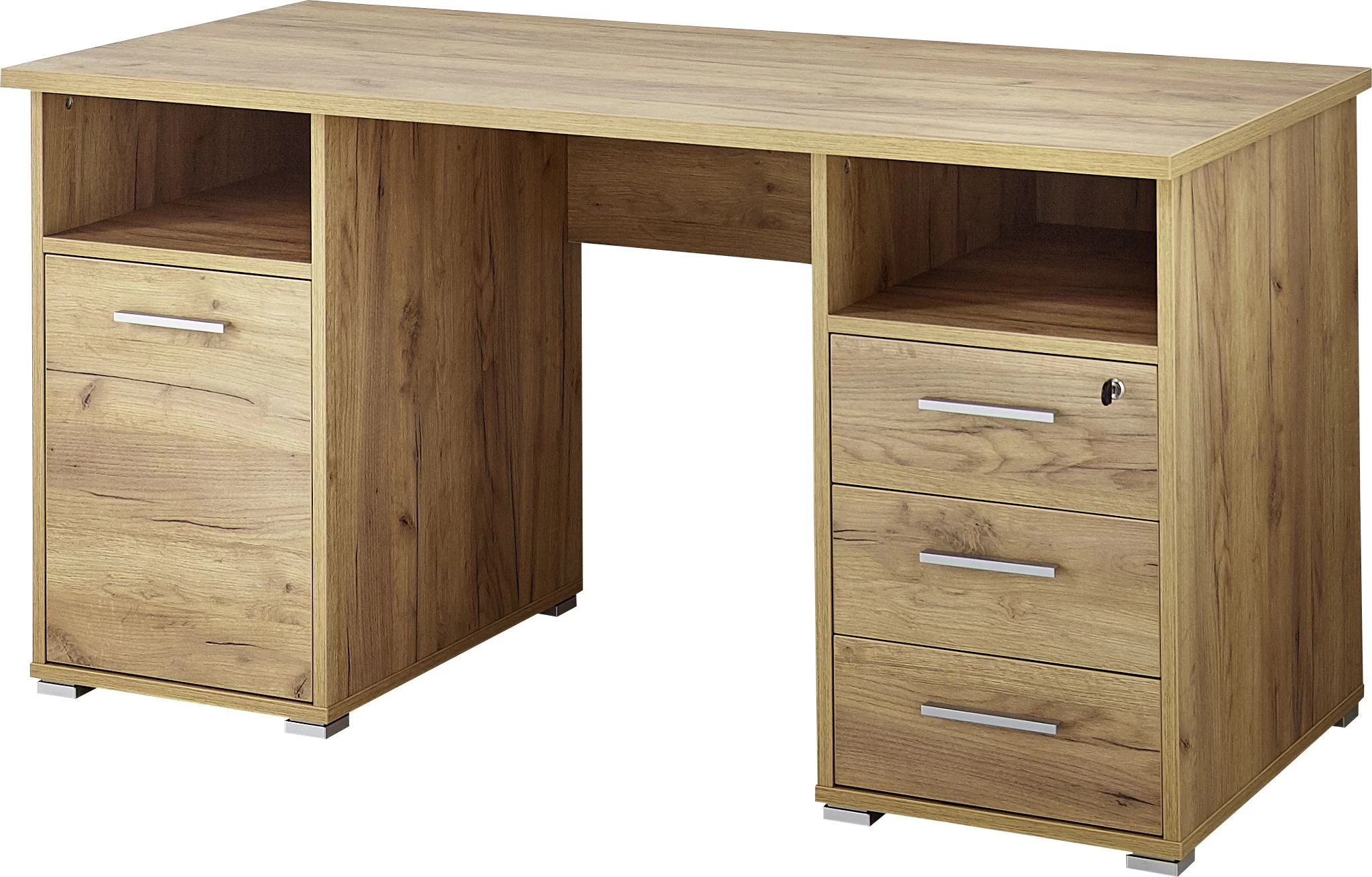 Bureau Branko 145cm Met 1 Deur & 3 Lades - Eik 8 Bureau Branko 145cm Met 1 Deur & 3 Lades - Eik - Afbeelding 6