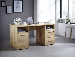 Bureau Branko 145cm Met 1 Deur & 3 Lades - Eik 9 Bureau Branko 145cm Met 1 Deur & 3 Lades - Eik -Collectie Slaapkamermeubels 4080 243 pe dek b 83e1