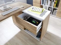 Hoekbureau Lloris 117x120cm - Wit/eik -Collectie Slaapkamermeubels 4156 513 det schublade a bd6f