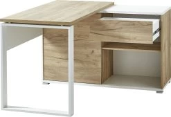 Hoekbureau Lloris 117x120cm - Wit/eik -Collectie Slaapkamermeubels 4156 513 pe open a cut 6a3a