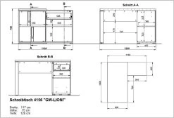 Hoekbureau Lloris 117x120cm - Wit/eik -Collectie Slaapkamermeubels 4156 BEM ff5c