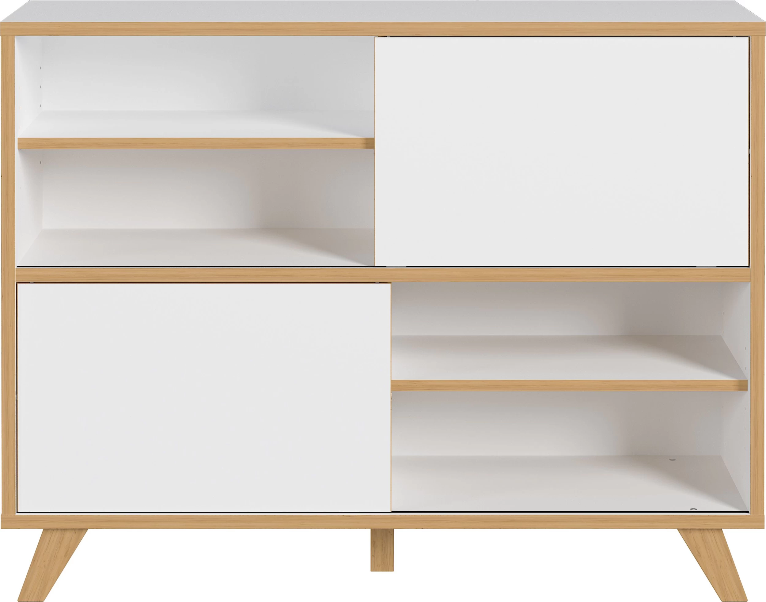 Opbergkast Hercules 120cm Met 2 Schuifdeuren - Wit/eik 6 Opbergkast Hercules 120cm Met 2 Schuifdeuren - Wit/eik - Afbeelding 4