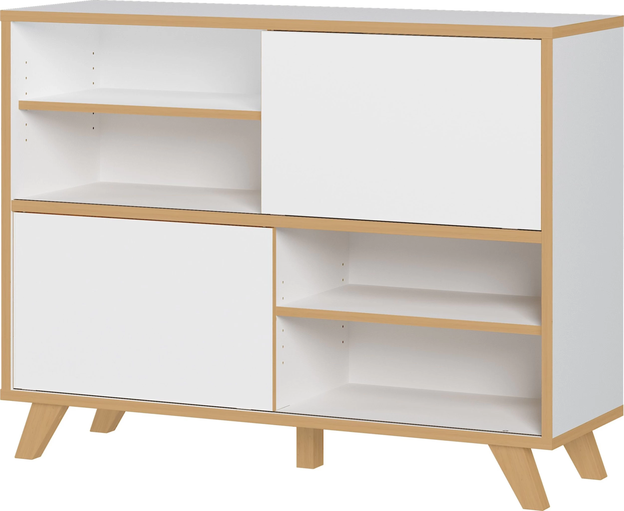 Opbergkast Hercules 120cm Met 2 Schuifdeuren - Wit/eik 7 Opbergkast Hercules 120cm Met 2 Schuifdeuren - Wit/eik - Afbeelding 5