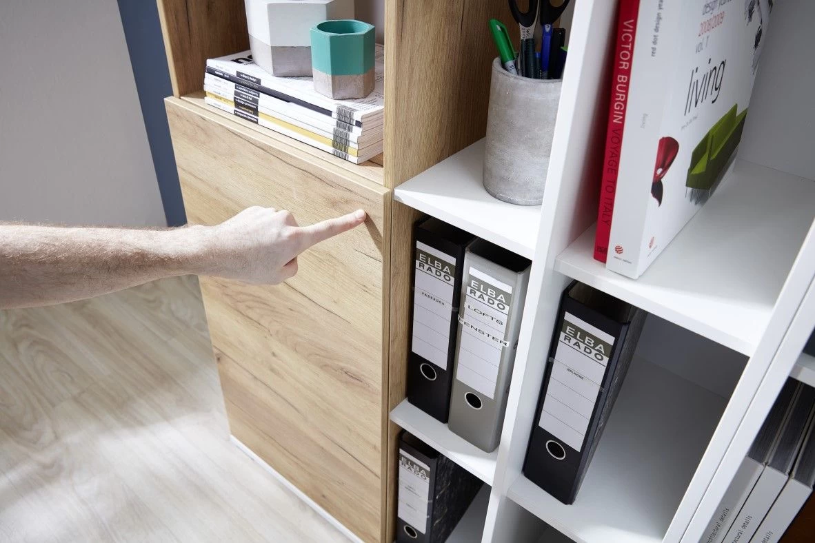 Boeken- En Opbergkast Lloris Met 1 Deur - Wit/eik 4 Boeken- En Opbergkast Lloris Met 1 Deur - Wit/eik - Afbeelding 2