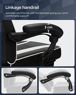 Songmics Ergonomische Bureaustoel - Zwart/wit, 150 Kg Belastbaar -Collectie Slaapkamermeubels 41xkq6 GWUL. SL500 caf6