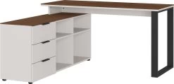 Hoekbureau Anaelle 146x145cm - Wit/walnoot -Collectie Slaapkamermeubels 4223 573 pe a cut 8306