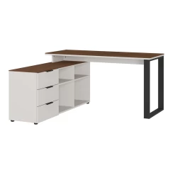 Hoekbureau Anaelle 146x145cm - Wit/walnoot