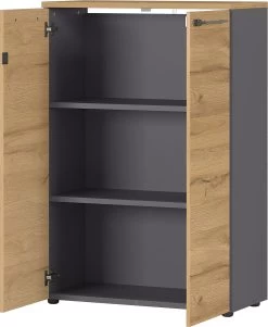 Lage Archiefkast Osmond 80cm Met 2 Deuren - Eik/grafiet -Collectie Slaapkamermeubels 4232 564 pe open a cut eea5