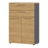 Lage Archiefkast Osmond 80cm Met 2 Deuren & 2 Open Vakken - Eik/grafiet -Collectie Slaapkamermeubels 4233 564 4732