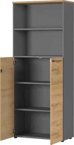 Archiefkast Osmond 80cm Met 2 Deuren & 2 Open Vakken - Eik/grafiet 11 Archiefkast Osmond 80cm Met 2 Deuren & 2 Open Vakken - Eik/grafiet -Collectie Slaapkamermeubels 4236 564 pe open a cut 4431