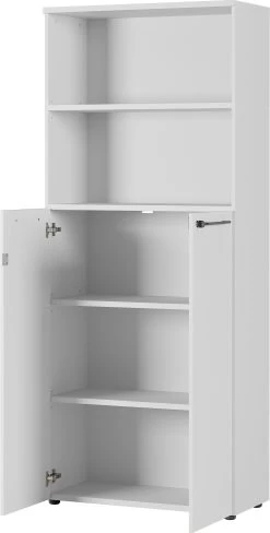 Archiefkast Osmond 80cm Met 2 Deuren & 2 Open Vakken - Lichtgrijs -Collectie Slaapkamermeubels 4236 69 pe open a cut a36b