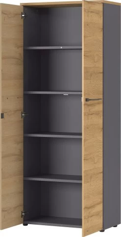 Archiefkast Osmond 80cm Met 2 Deuren - Eik/grafiet -Collectie Slaapkamermeubels 4237 564 pe open a cut 8231