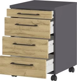 Ladeblok Presley 4 Lades - Eik/grafiet 12 Ladeblok Presley 4 Lades - Eik/grafiet -Collectie Slaapkamermeubels 4251 564 pe open a cut f8ba